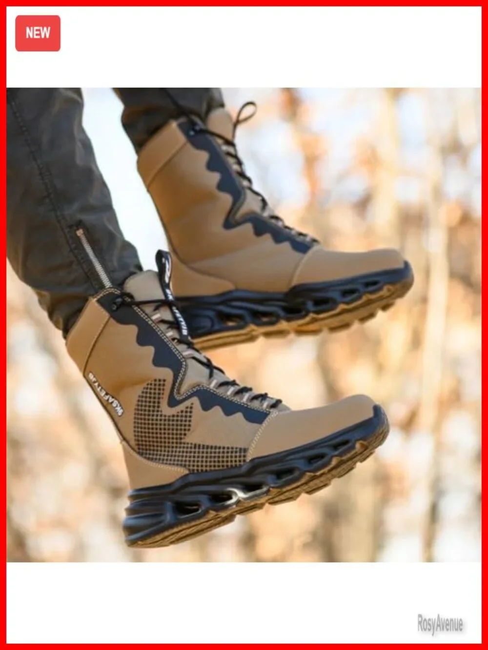 Men's Military Tactical Boots Waterproof Dustproof Steel Toe Hiking Work Shoes